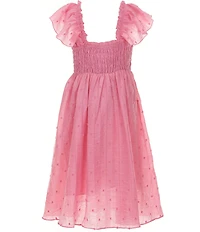Bonnie Jean Big Girls Flutter-Sleeve Textured-Lawn Midi Dress