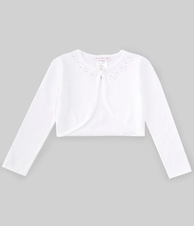 Bonnie Jean Big Girls Long Sleeve Rosette-Appliqued Cardigan
