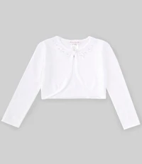 Bonnie Jean Big Girls Long Sleeve Rosette-Appliqued Cardigan