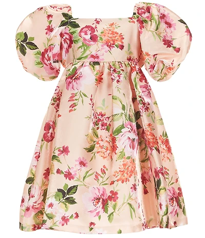 Bonnie Jean Big Girls Puff-Sleeve Floral Mikado Empire-Waist Dress