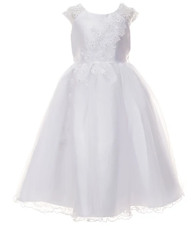 Bonnie Jean Big Girls Short Illusion-Floral-Sleeve Long Ballgown