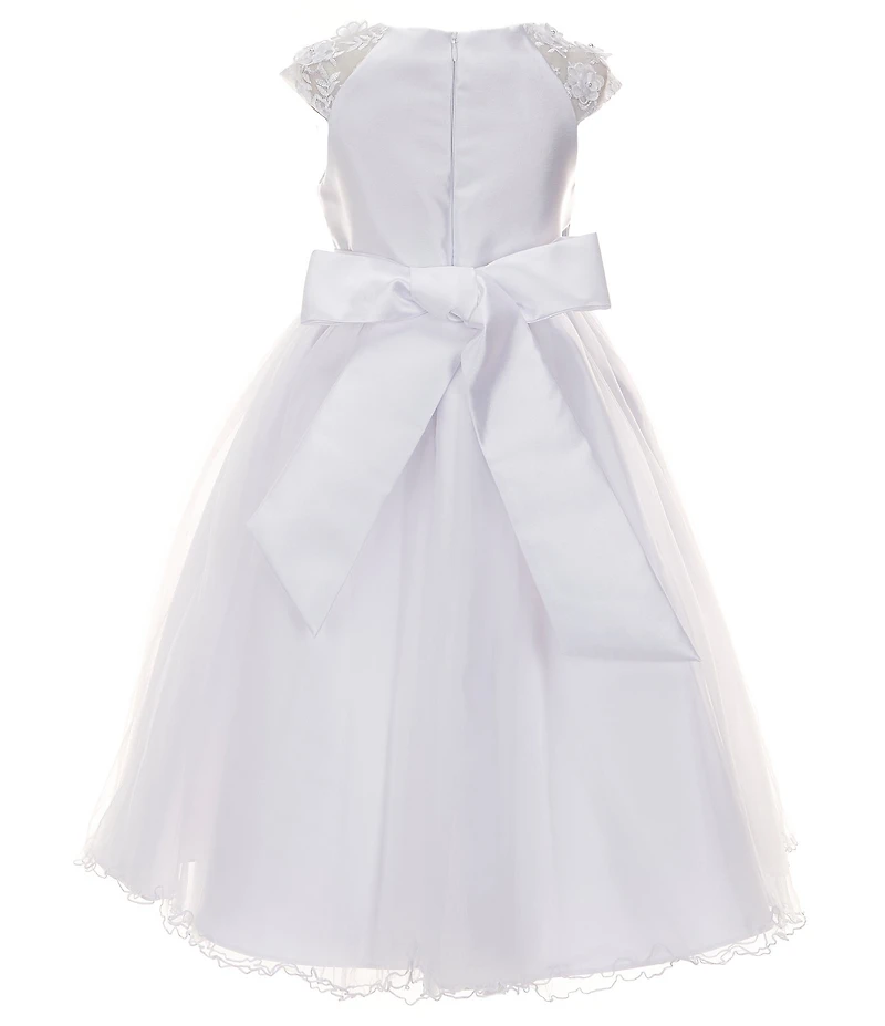 Bonnie Jean Big Girls Short Illusion-Floral-Sleeve Long Ballgown