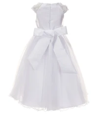 Bonnie Jean Big Girls Short Illusion-Floral-Sleeve Long Ballgown