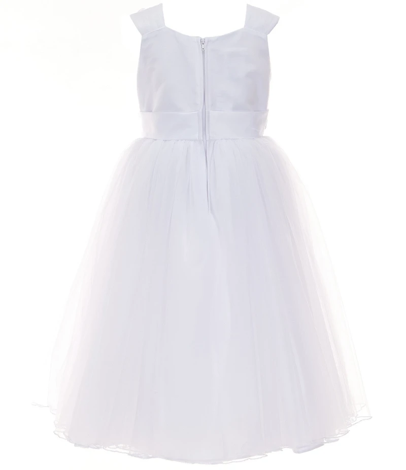 Bonnie Jean Big Girls Short Sleeve Matte Satin Bolero & Sleeveless Embroidered/Tulle Dress Set