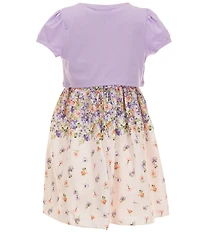 Bonnie Jean Big Girls Short Sleeve Solid Knit Cardigan & Sleeveless Floral Shantung Reverse Border Dress Set