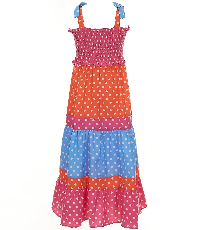 Bonnie Jean Big Girls Sleeveless Dotted/Color Block Long Dress