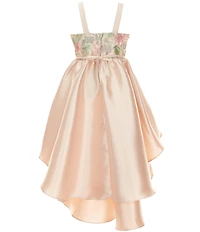 Bonnie Jean Big Girls Sleeveless Embroidered Corset-Bodice/Extreme-High-Low Skirted Mikado Ballgown