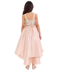 Bonnie Jean Big Girls Sleeveless Embroidered Corset-Bodice/Extreme-High-Low Skirted Mikado Ballgown