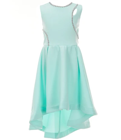 Bonnie Jean Big Girls Sleeveless Novelty-Trimmed High-Low-Hem Scuba Ballgown