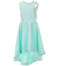 Bonnie Jean Big Girls Sleeveless Novelty-Trimmed High-Low-Hem Scuba Ballgown