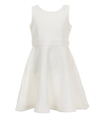 Bonnie Jean Big Girls Textured Bow Back Round Neck Sleeveless Knit Skater Dress