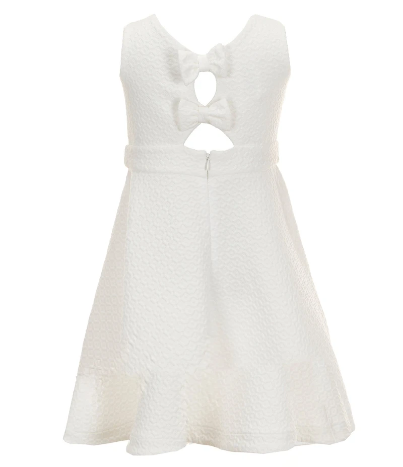 Bonnie Jean Big Girls Textured Bow Back Round Neck Sleeveless Knit Skater Dress