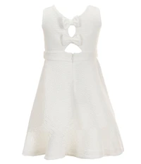 Bonnie Jean Big Girls Textured Bow Back Round Neck Sleeveless Knit Skater Dress