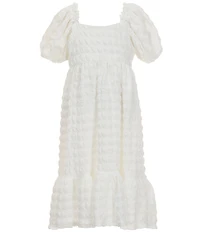 Bonnie Jean Big Girls Textured Knit Smocked Ruffled Dress