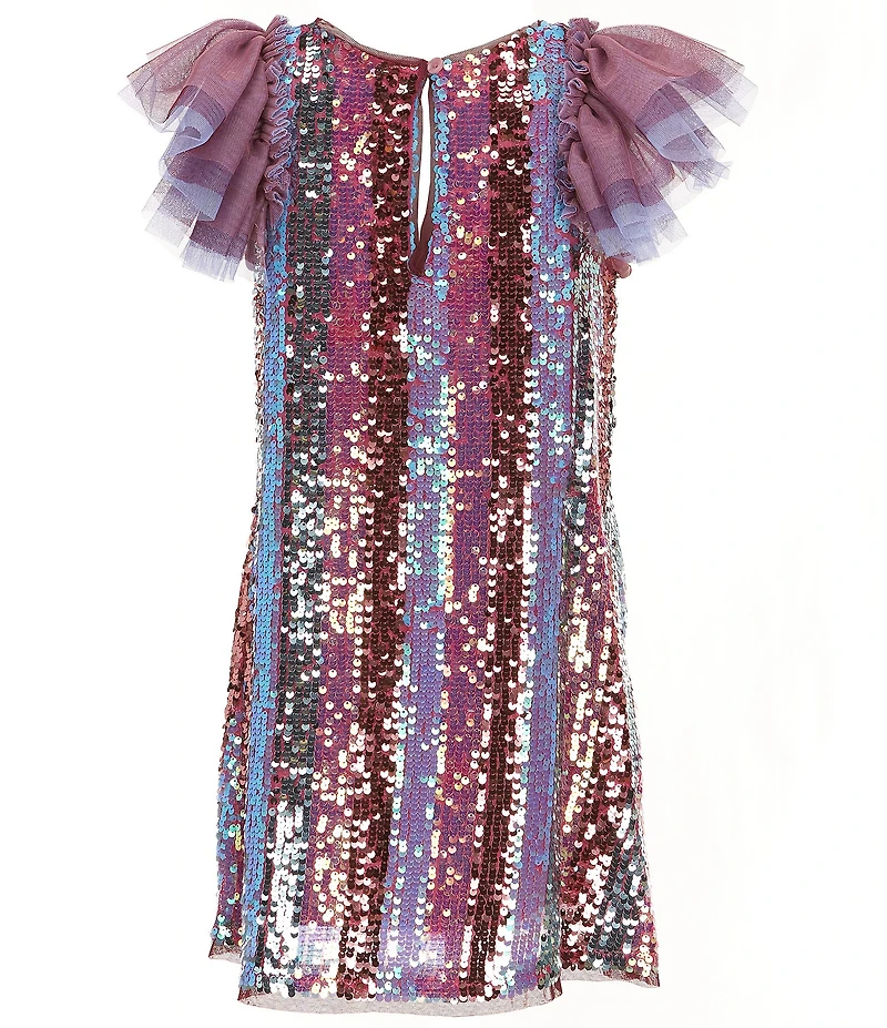 Bonnie Jean Big Girls Angel-Sleeve Sequin-Striped Shift Dress