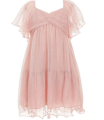 Bonnie Jean Big Girls Angel-Sleeve Sparkle-Tulle Fit-And-Flare Dress