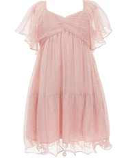 Bonnie Jean Big Girls Angel-Sleeve Sparkle-Tulle Fit-And-Flare Dress