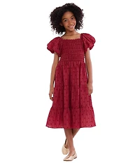 Bonnie Jean Big Girls Balloon-Sleeve Textured Lawn Midi Dress