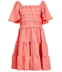 Bonnie Jean Big Girls Butterfly Sleeve Fit-And-Flare Tiered Dress