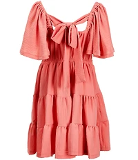 Bonnie Jean Big Girls Butterfly Sleeve Fit-And-Flare Tiered Dress