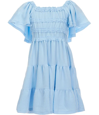 Bonnie Jean Big Girls Butterfly Sleeve Fit-And-Flare Tiered Dress