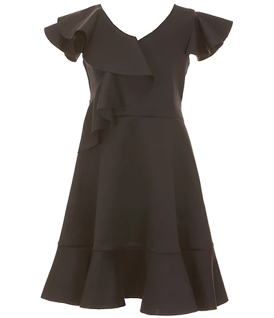 Bonnie Jean Big Girls Flutter Sleeve Cascading Ruffle Dress