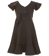 Bonnie Jean Big Girls Flutter Sleeve Cascading Ruffle Dress