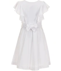 Bonnie Jean Big Girls Flutter-Sleeve Jeweled-Waist Scuba-Knit Dress