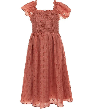 Bonnie Jean Big Girls Flutter-Sleeve Textured-Lawn Midi Dress