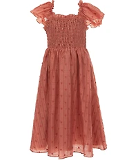 Bonnie Jean Big Girls Flutter-Sleeve Textured-Lawn Midi Dress