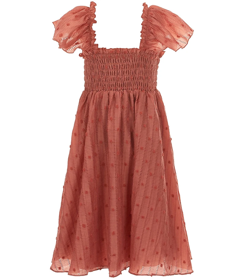 Bonnie Jean Big Girls Flutter-Sleeve Textured-Lawn Midi Dress