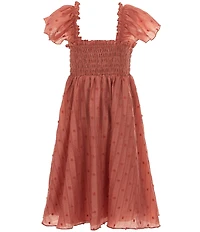 Bonnie Jean Big Girls Flutter-Sleeve Textured-Lawn Midi Dress