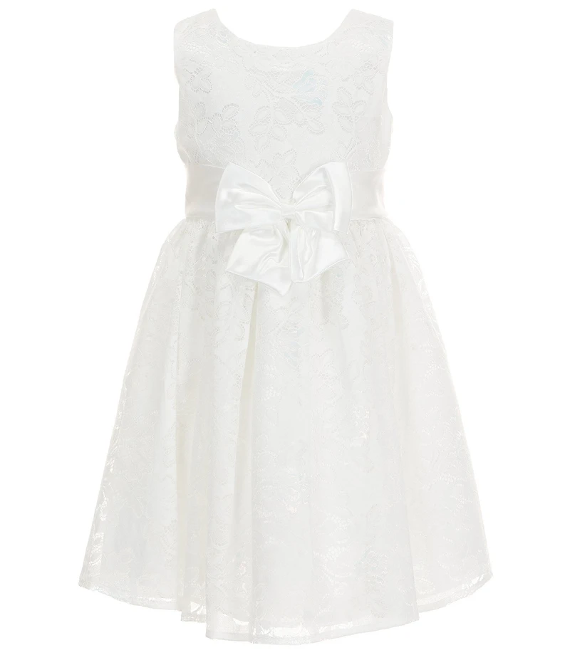 Bonnie Jean Big Girls Sleeveless Lace Bow Waist Pleated Dress