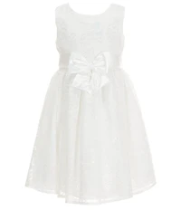 Bonnie Jean Big Girls Sleeveless Lace Bow Waist Pleated Dress