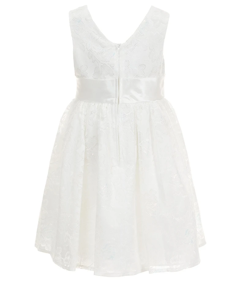 Bonnie Jean Big Girls Sleeveless Lace Bow Waist Pleated Dress