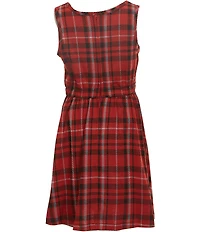 Bonnie Jean Big Girls Long Sleeve Cardigan Plaid Bow Fit-and-Flare Dress