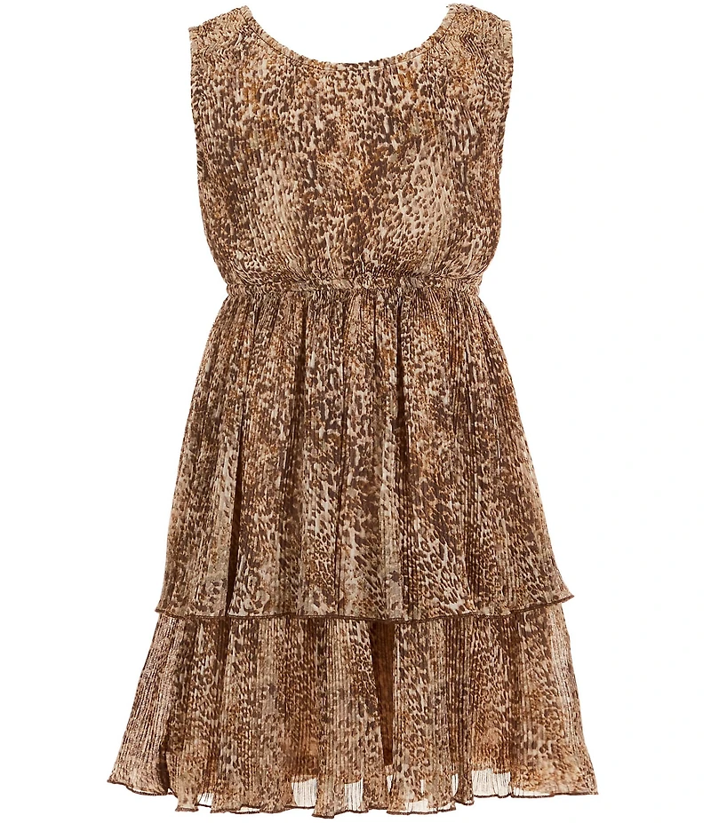 Bonnie Jean Big Girls Long-Sleeve Denim Jacket & Sleeveless Animal-Printed Chiffon Fit-And-Flare Dress Set