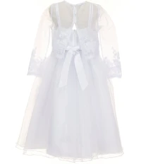 Bonnie Jean Big Girls Long-Sleeve Lace-Trimmed Organza Jacket & Sleeveless Tulle Communion Dress Set