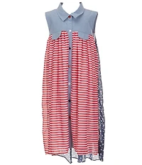 Bonnie Jean Big Girls Plus Size Americana Stars & Stripes Shirt Dress