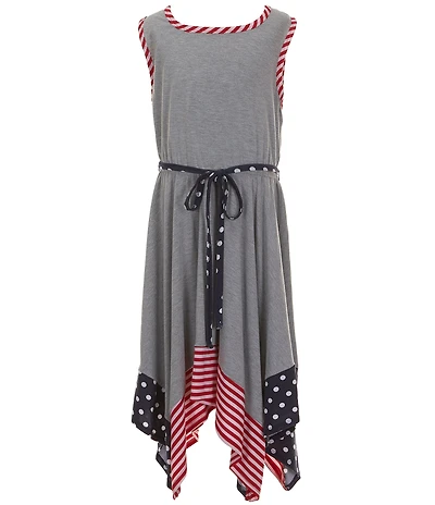 Bonnie Jean Big Girls Plus Size Sleeveless Heather Knit Hanky Sundress