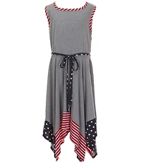 Bonnie Jean Big Girls Plus Size Sleeveless Heather Knit Hanky Sundress