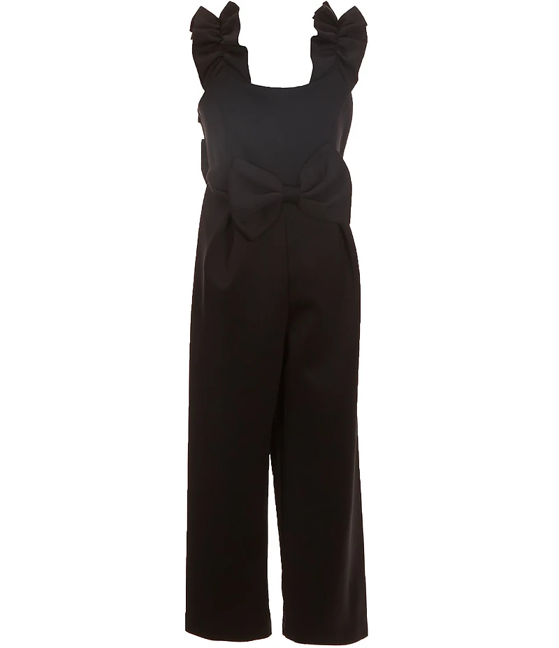 Bonnie Jean Big Girls Shirred-Shoulder-Strap Bow-Accented Jumpsuit
