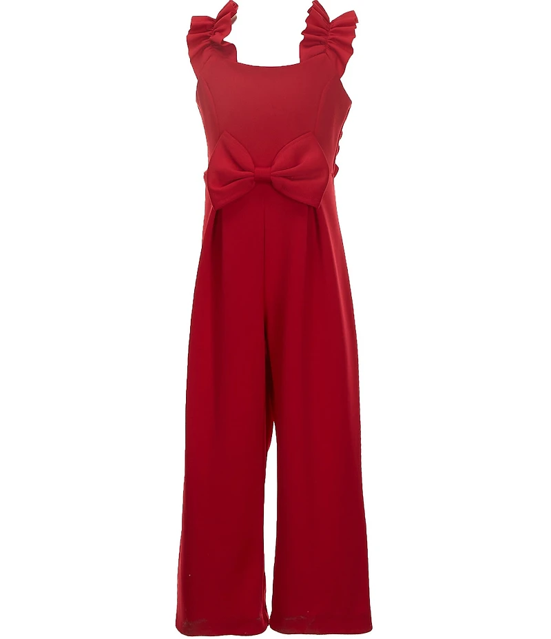 Bonnie Jean Big Girls Shirred-Shoulder-Strap Bow-Accented Jumpsuit