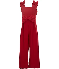 Bonnie Jean Big Girls Shirred-Shoulder-Strap Bow-Accented Jumpsuit