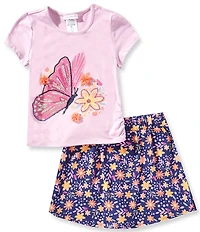 Bonnie Jean Big Girls Short-Sleeve Butterfly-Appliqued T-Shirt & Printed Skort Set