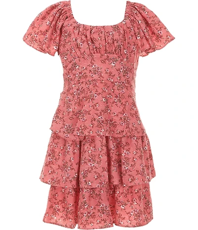 Bonnie Jean Big Girls Short Sleeve Ditsy Floral Chiffon Dress