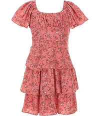 Bonnie Jean Big Girls Short Sleeve Ditsy Floral Chiffon Dress
