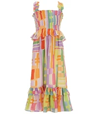 Bonnie Jean Big Girls Sleeveless Abstract-Printed Ruffle-Skirt Dress