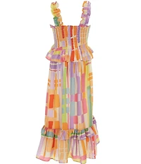 Bonnie Jean Big Girls Sleeveless Abstract-Printed Ruffle-Skirt Dress