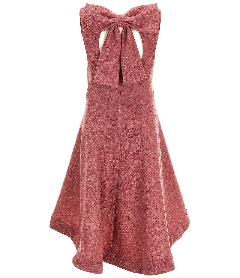 Bonnie Jean Big Girls Sleeveless Bow-Back Sparkle-Knit Fit-And-Flare Dress